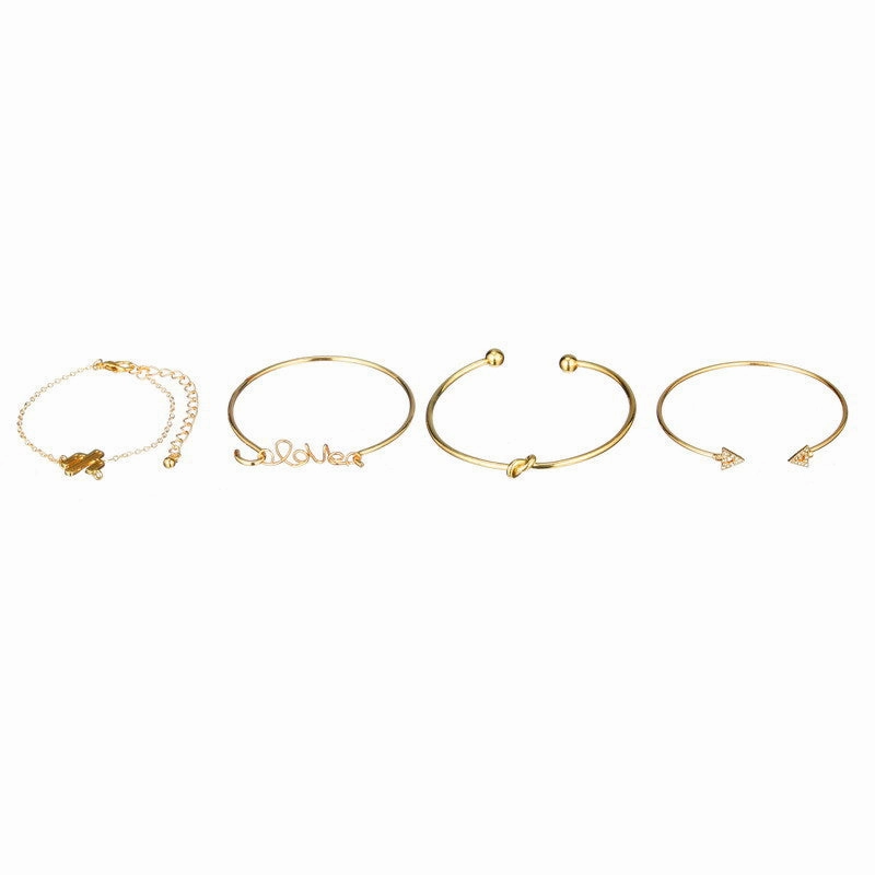 Wholesale Triangular Opening Love Diamond Bracelet Four-piece Set