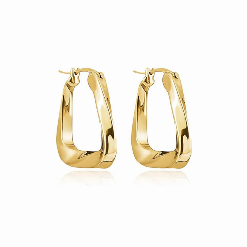 Wholesale Triangular Ring Geometric Mbius Thick Ring Irregular Metal Gold Plated Earrings