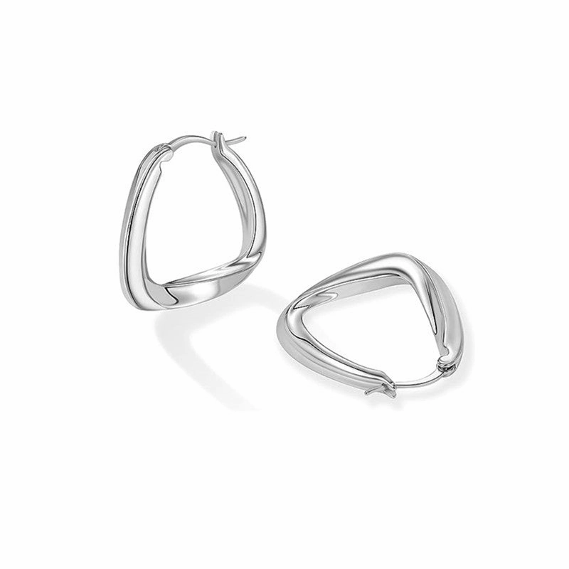 Wholesale Triangular Ring Geometric Mbius Thick Ring Irregular Metal Gold Plated Earrings