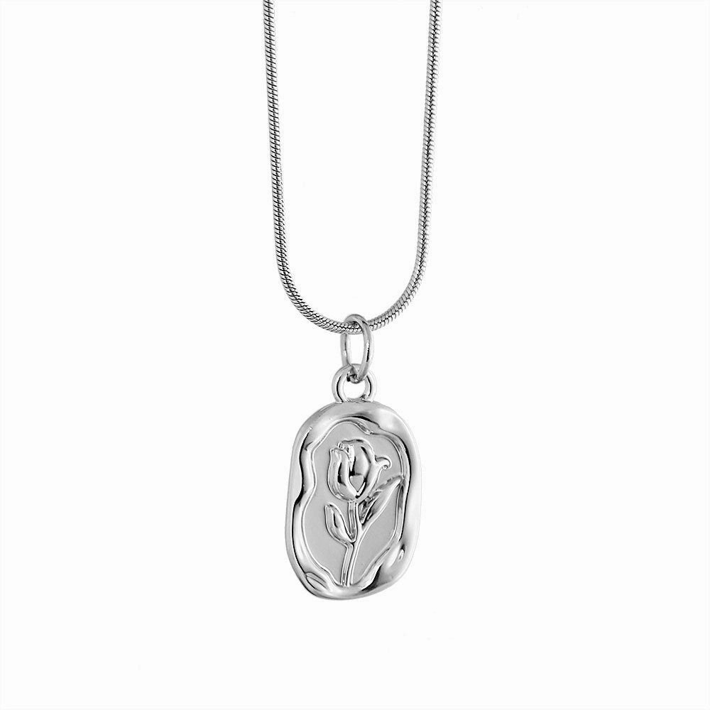Wholesale Tulip necklace titanium steel 18k gold plated rose pendant
