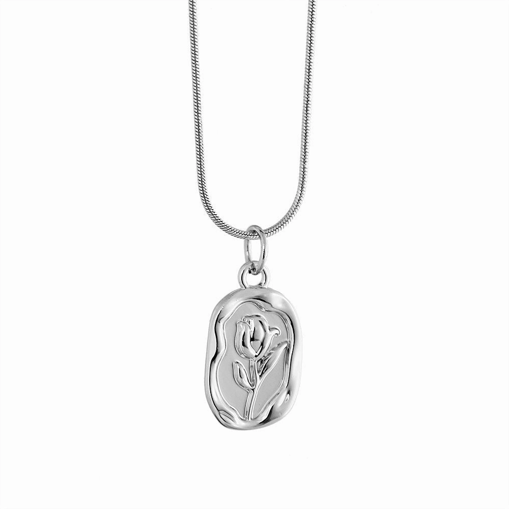 Wholesale Tulip necklace titanium steel 18k gold plated rose pendant