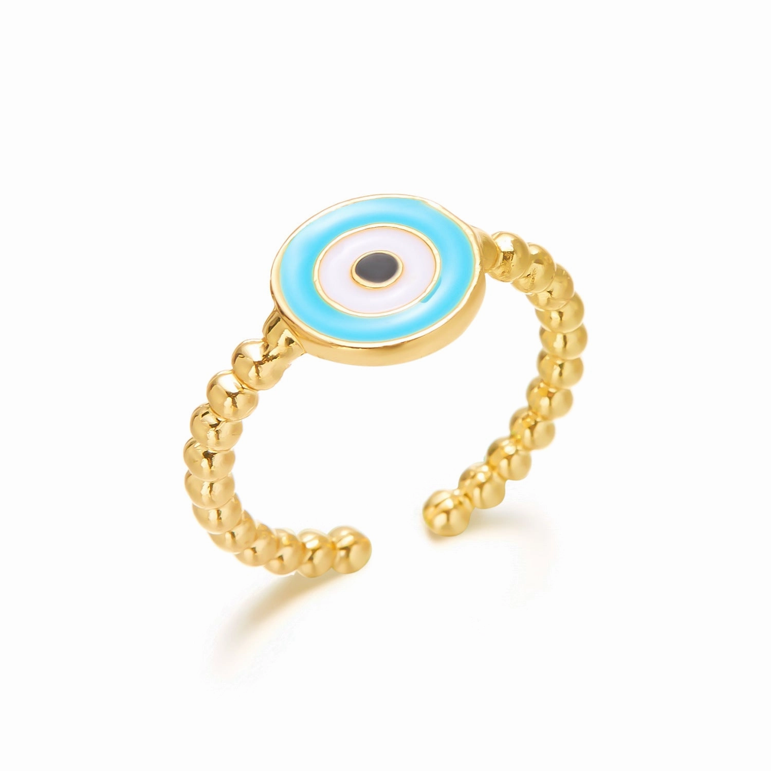 Wholesale Turkish Pattern Blue Eye Open Adjustable Ring