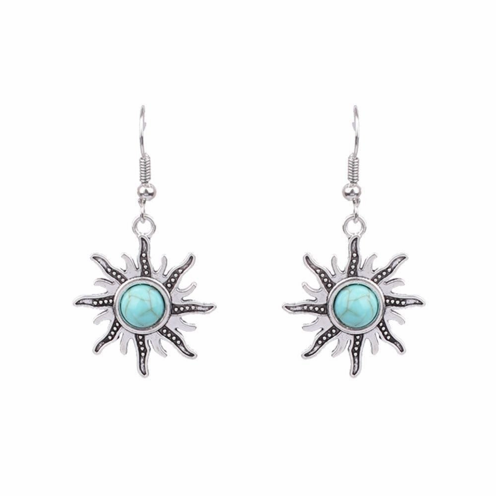 Wholesale Turquoise Bohemian Tassel Geometric Alloy Vintage Earrings