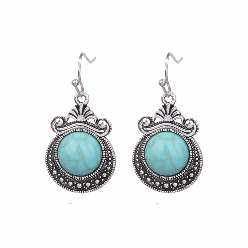 Wholesale Turquoise Bohemian Tassel Geometric Alloy Vintage Earrings