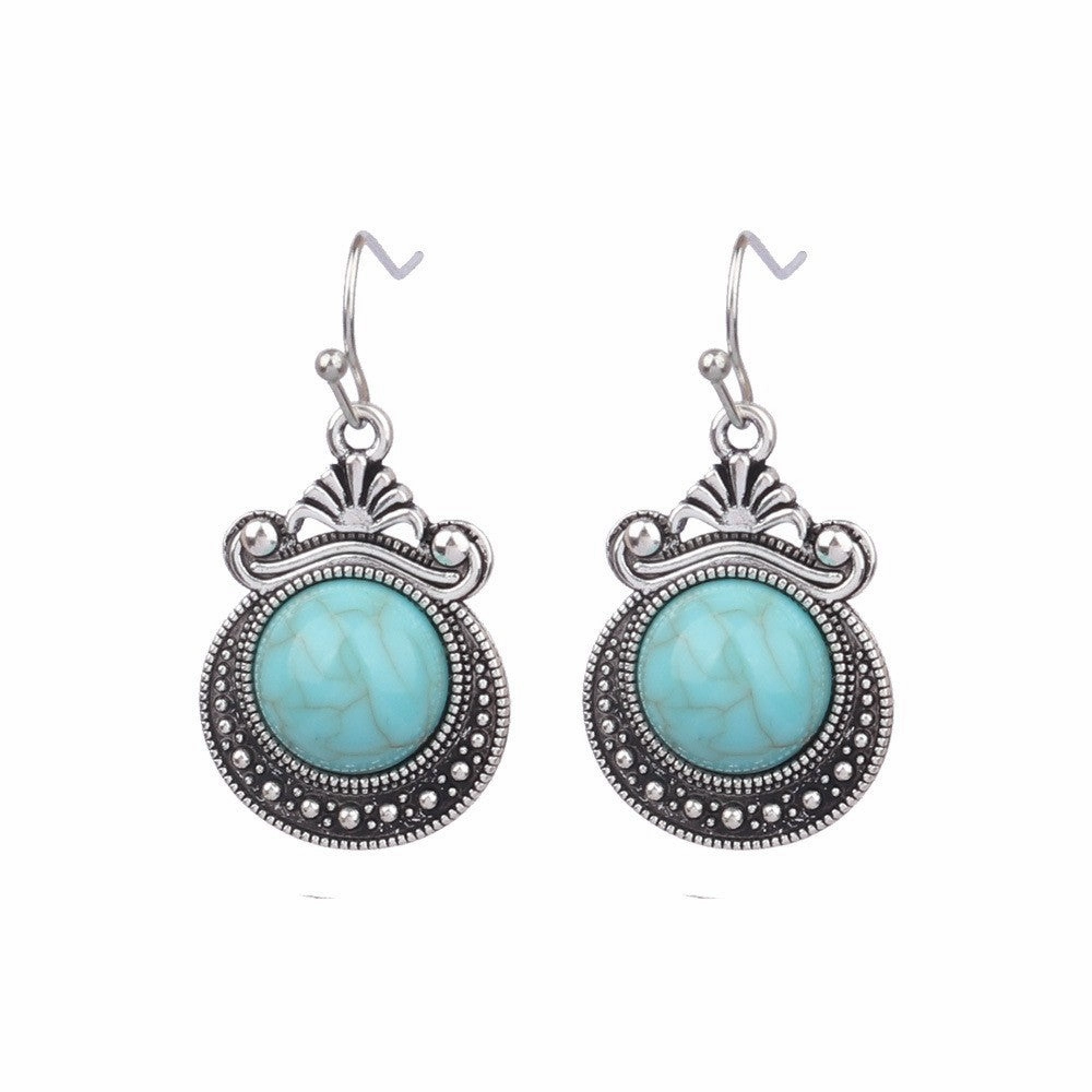 Wholesale Turquoise Bohemian Tassel Geometric Alloy Vintage Earrings