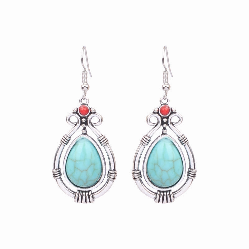 Wholesale Turquoise Bohemian Tassel Geometric Alloy Vintage Earrings