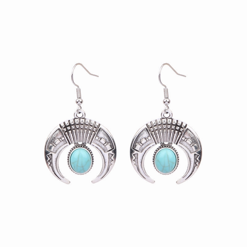 Wholesale Turquoise Bohemian Tassel Geometric Alloy Vintage Earrings
