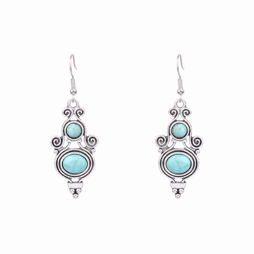 Wholesale Turquoise Bohemian Tassel Geometric Alloy Vintage Earrings