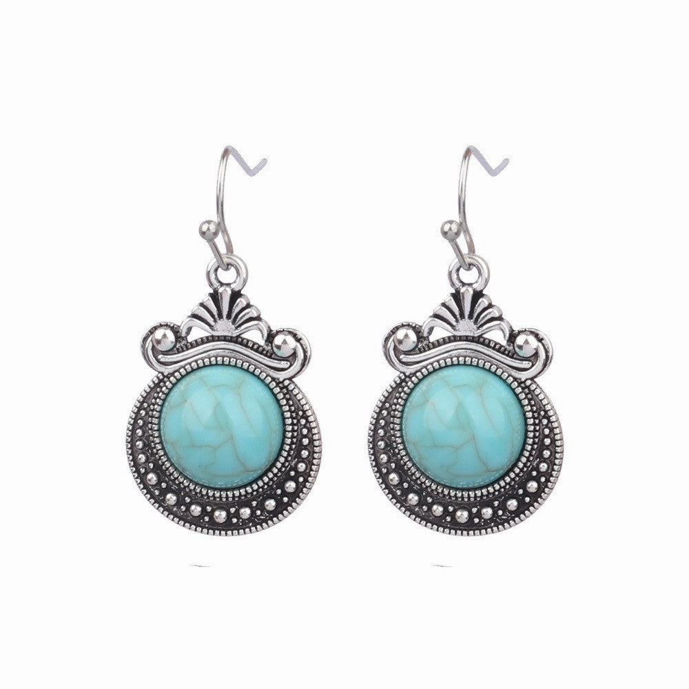 Wholesale Turquoise Bohemian Tassel Geometric Alloy Vintage Earrings