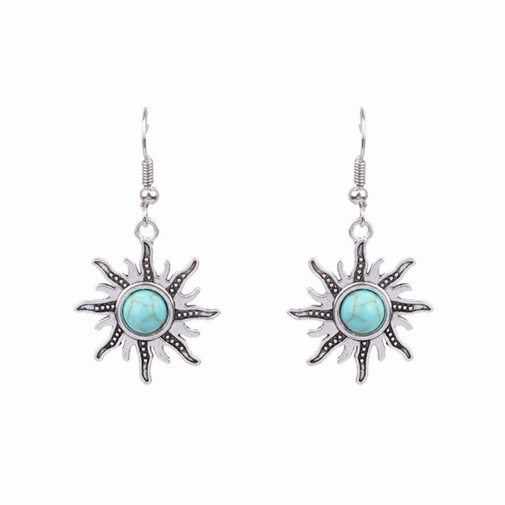 Wholesale Turquoise Bohemian Tassel Geometric Alloy Vintage Earrings