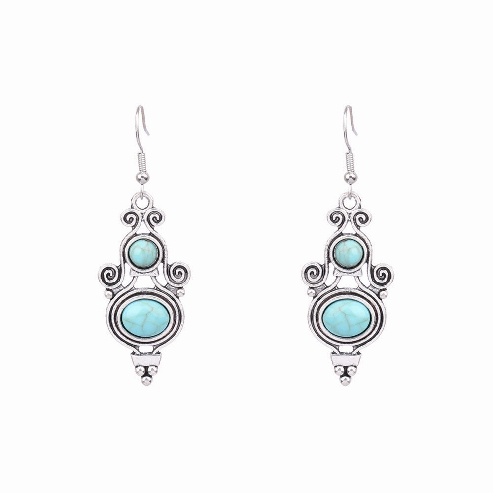 Wholesale Turquoise Bohemian Tassel Geometric Alloy Vintage Earrings