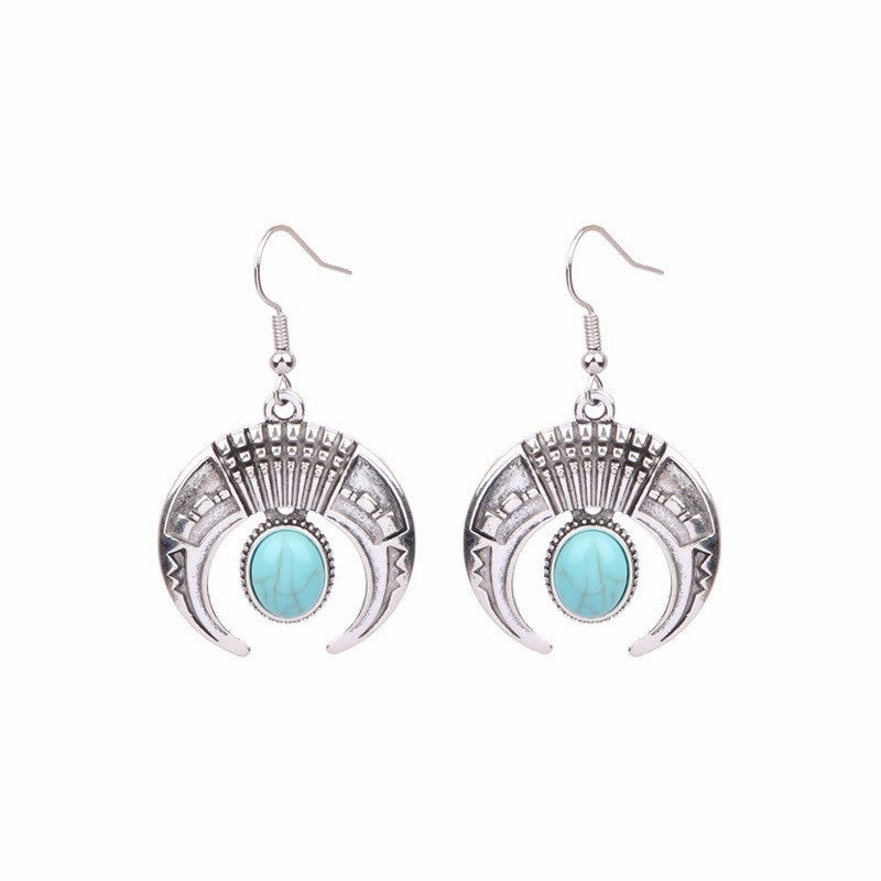 Wholesale Turquoise Bohemian Tassel Geometric Alloy Vintage Earrings