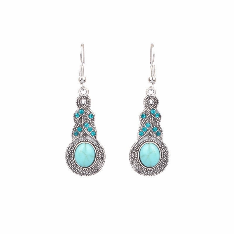 Wholesale Turquoise Bohemian Tassel Geometric Alloy Vintage Earrings