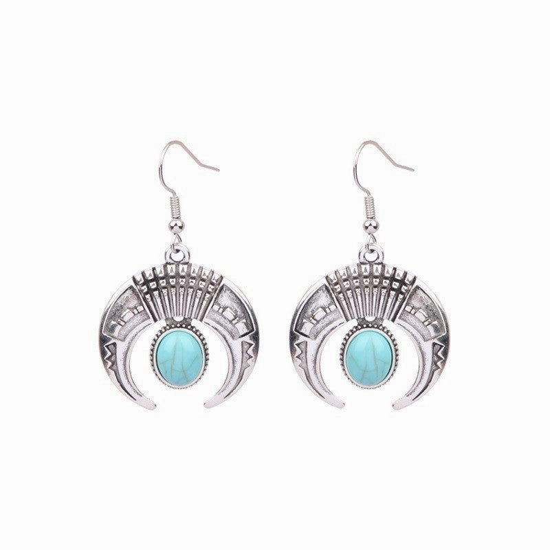 Wholesale Turquoise Bohemian Tassel Geometric Alloy Vintage Earrings