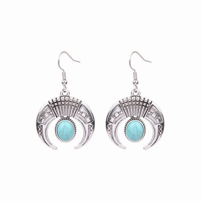 Wholesale Turquoise Bohemian Tassel Geometric Alloy Vintage Earrings