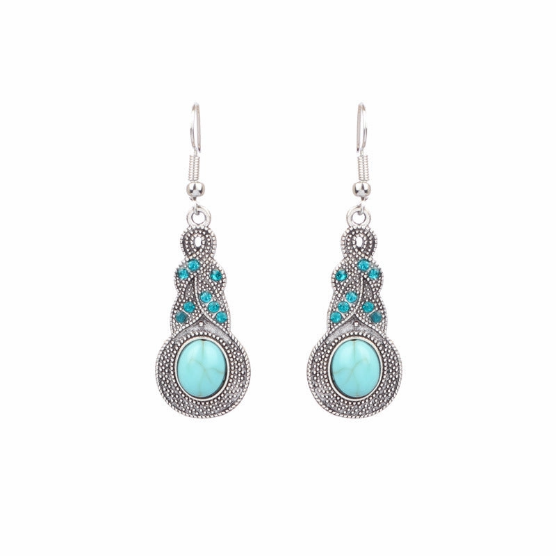 Wholesale Turquoise Bohemian Tassel Geometric Alloy Vintage Earrings