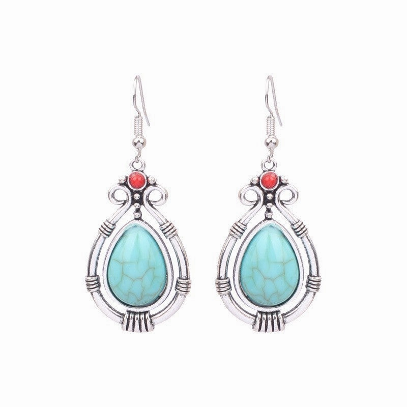 Wholesale Turquoise Bohemian Tassel Geometric Alloy Vintage Earrings