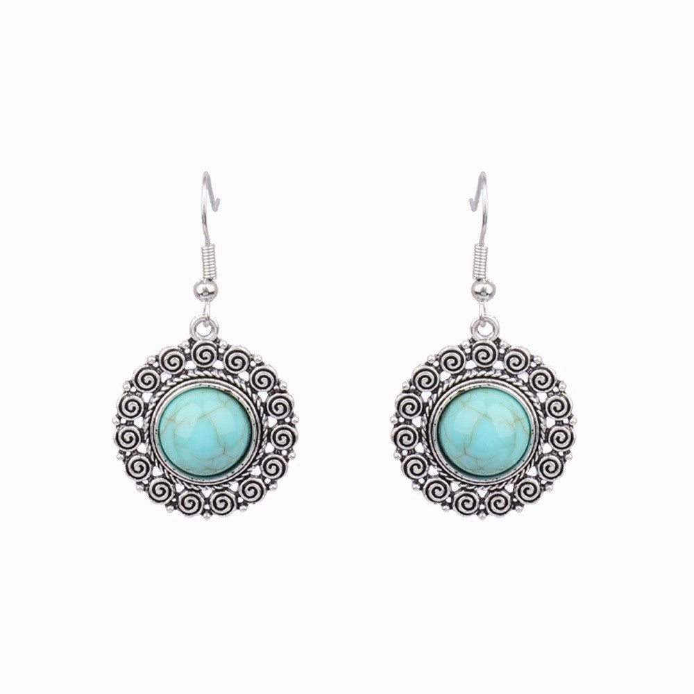 Wholesale Turquoise Bohemian Tassel Geometric Alloy Vintage Earrings