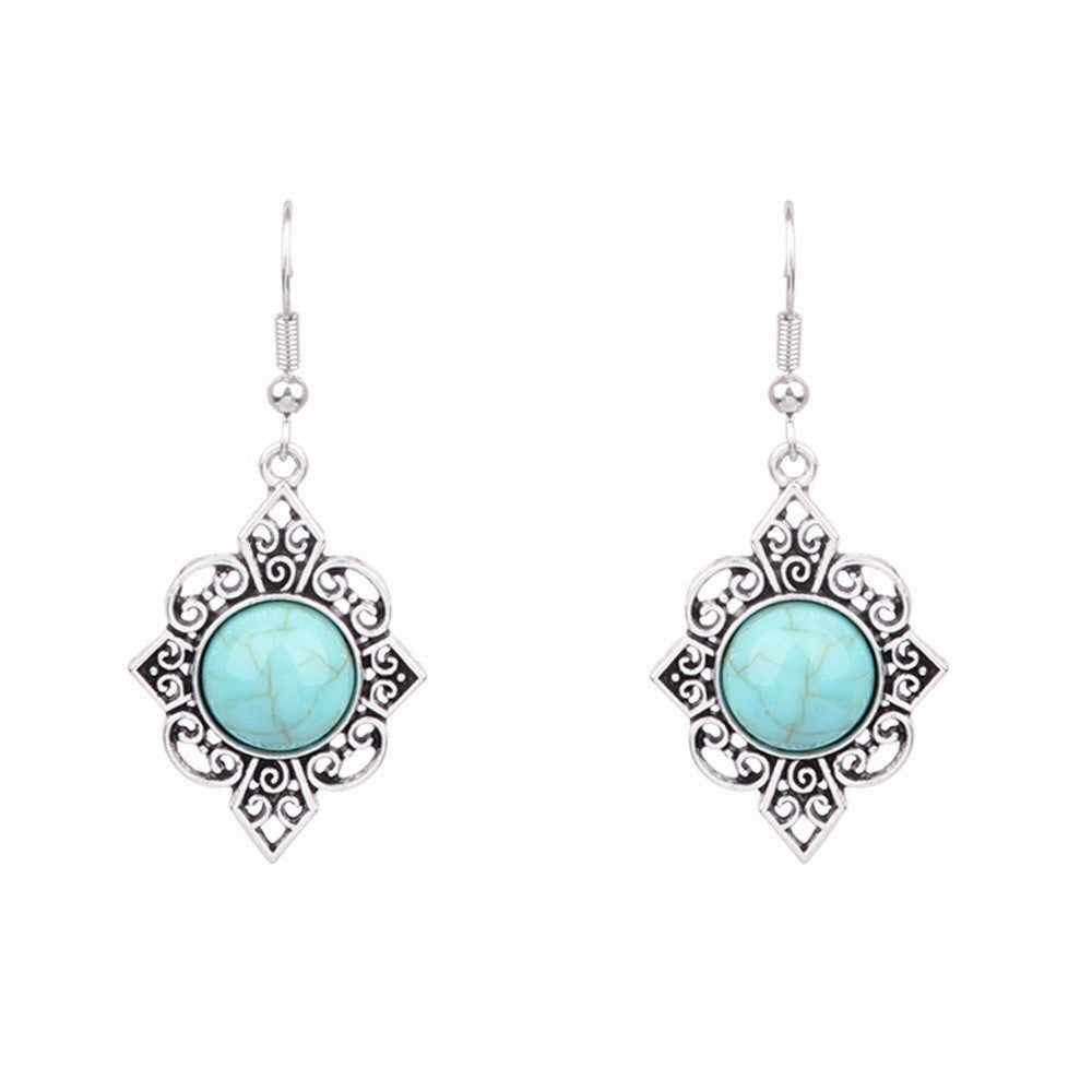 Wholesale Turquoise Bohemian Tassel Geometric Alloy Vintage Earrings