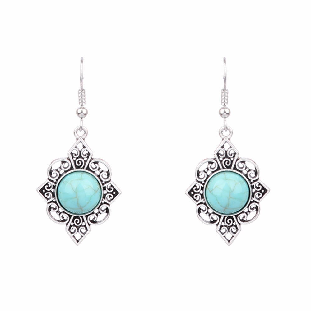 Wholesale Turquoise Bohemian Tassel Geometric Alloy Vintage Earrings