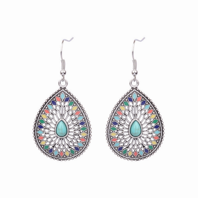 Wholesale Turquoise Bohemian Tassel Geometric Alloy Vintage Earrings