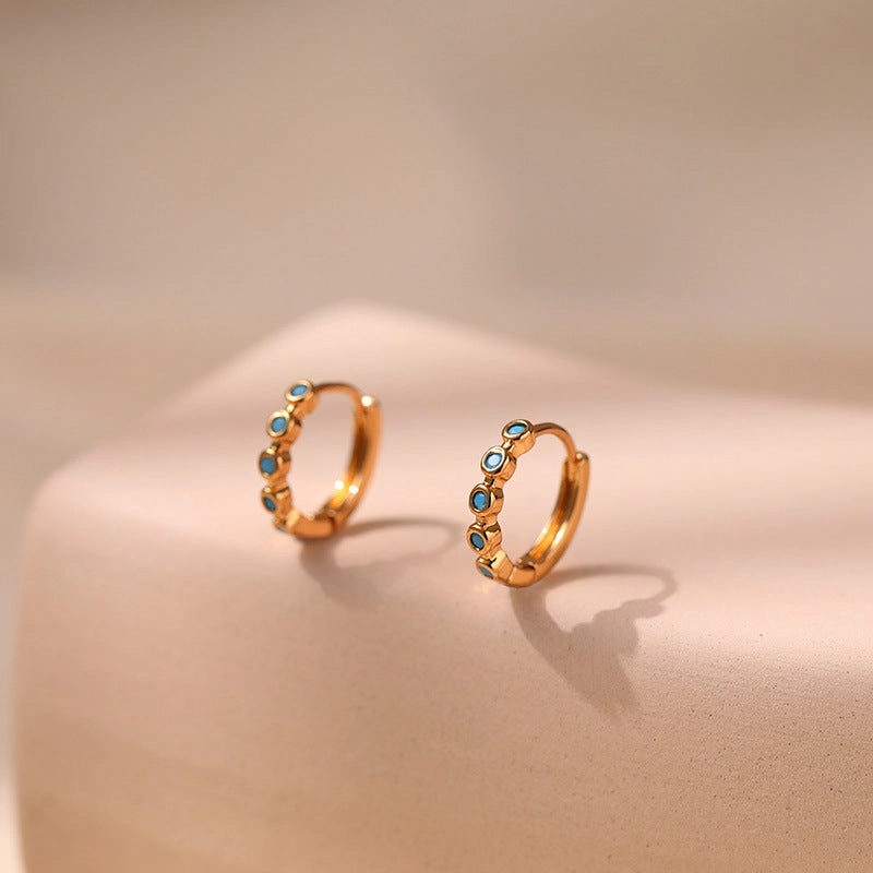 Wholesale Turquoise Brass Plated 18K Real Gold Earrings