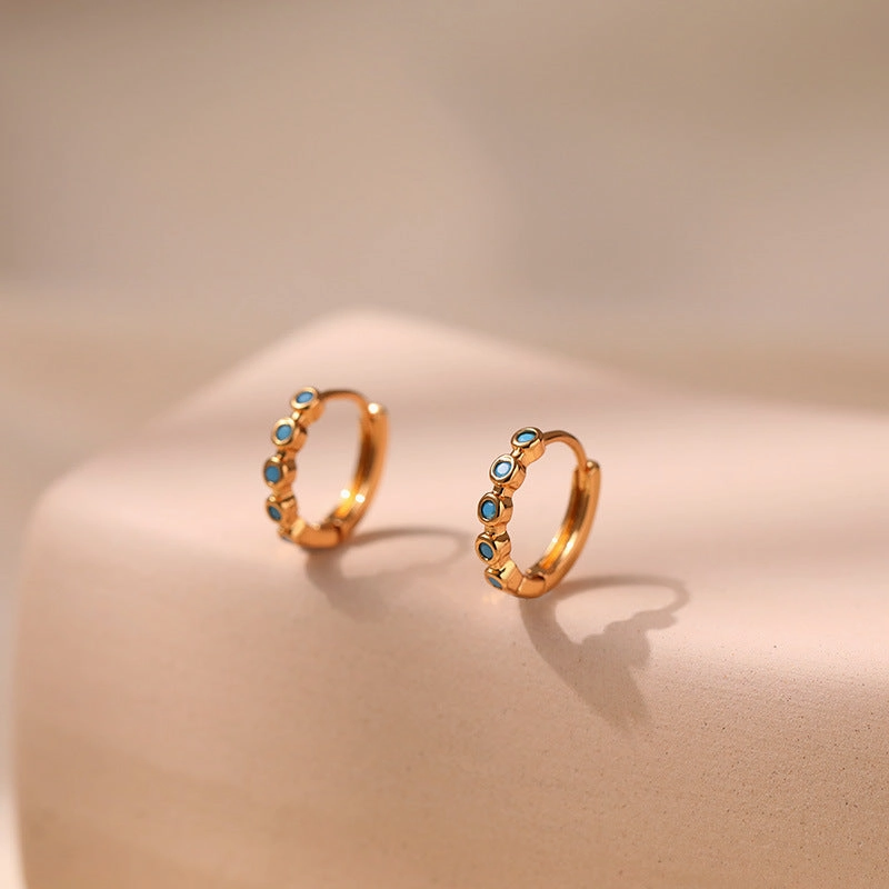 Wholesale Turquoise Brass Plated 18K Real Gold Earrings