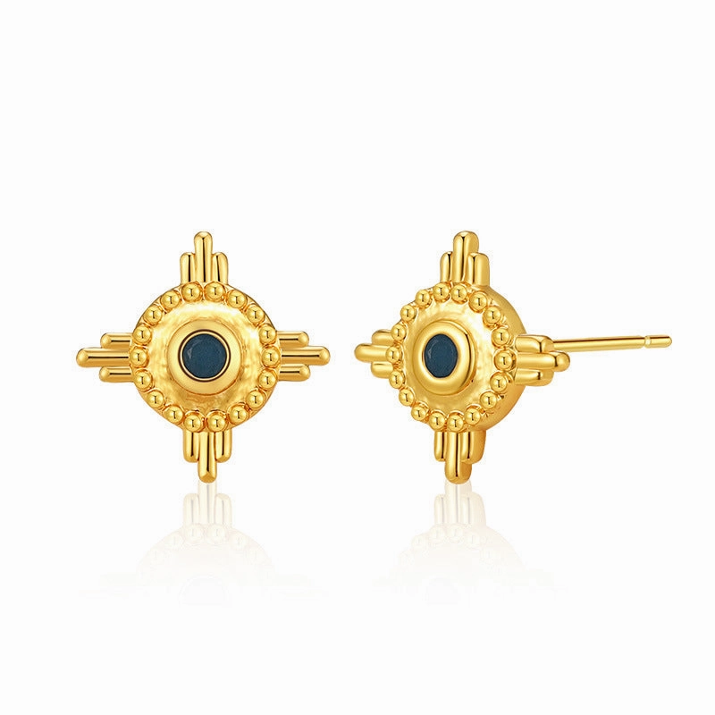 Wholesale Turquoise Brass Plated 18K Real Gold Earrings