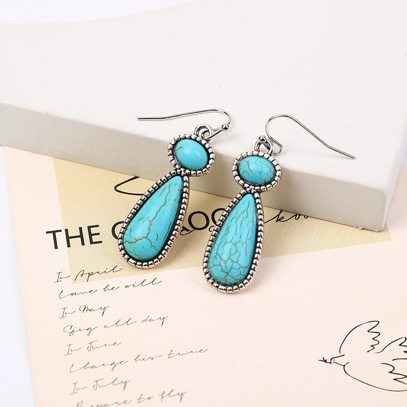 Wholesale Turquoise exaggerated antique silver turquoise earrings