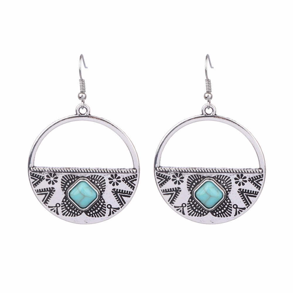 Wholesale Turquoise Fashion Alloy Geometric Earrings