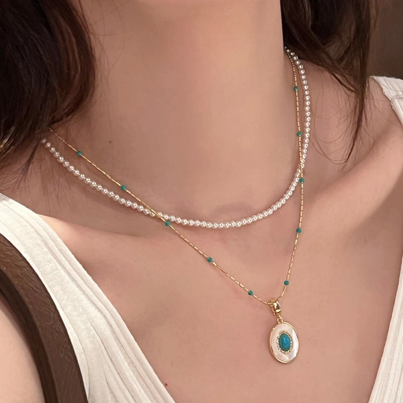 Wholesale Turquoise Pearl Clavicle Necklace