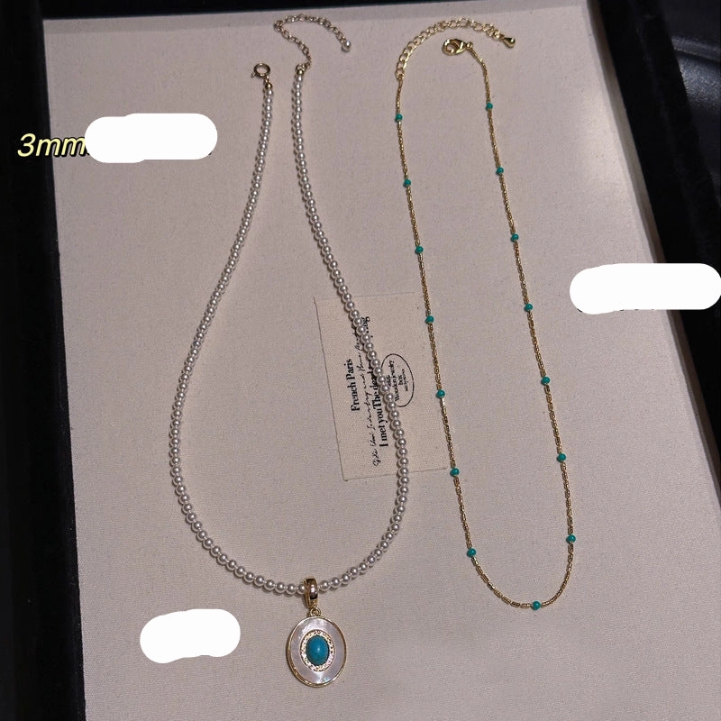 Wholesale Turquoise Pearl Clavicle Necklace
