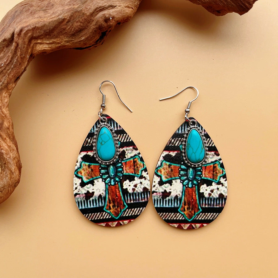 Wholesale Turquoise Pendant Retro Ethnic Style Fashion Bohemian Earrings