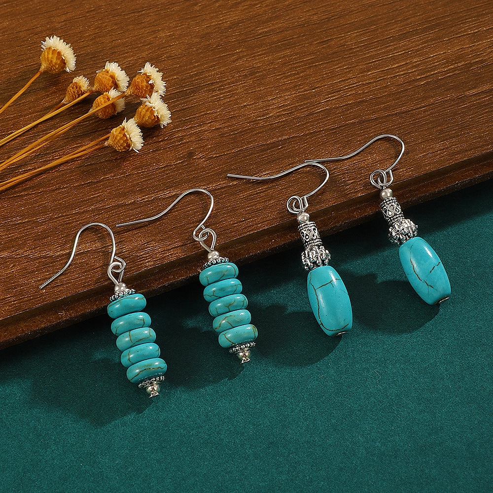 Wholesale Turquoise Pendants Bohemian Alloy Earrings