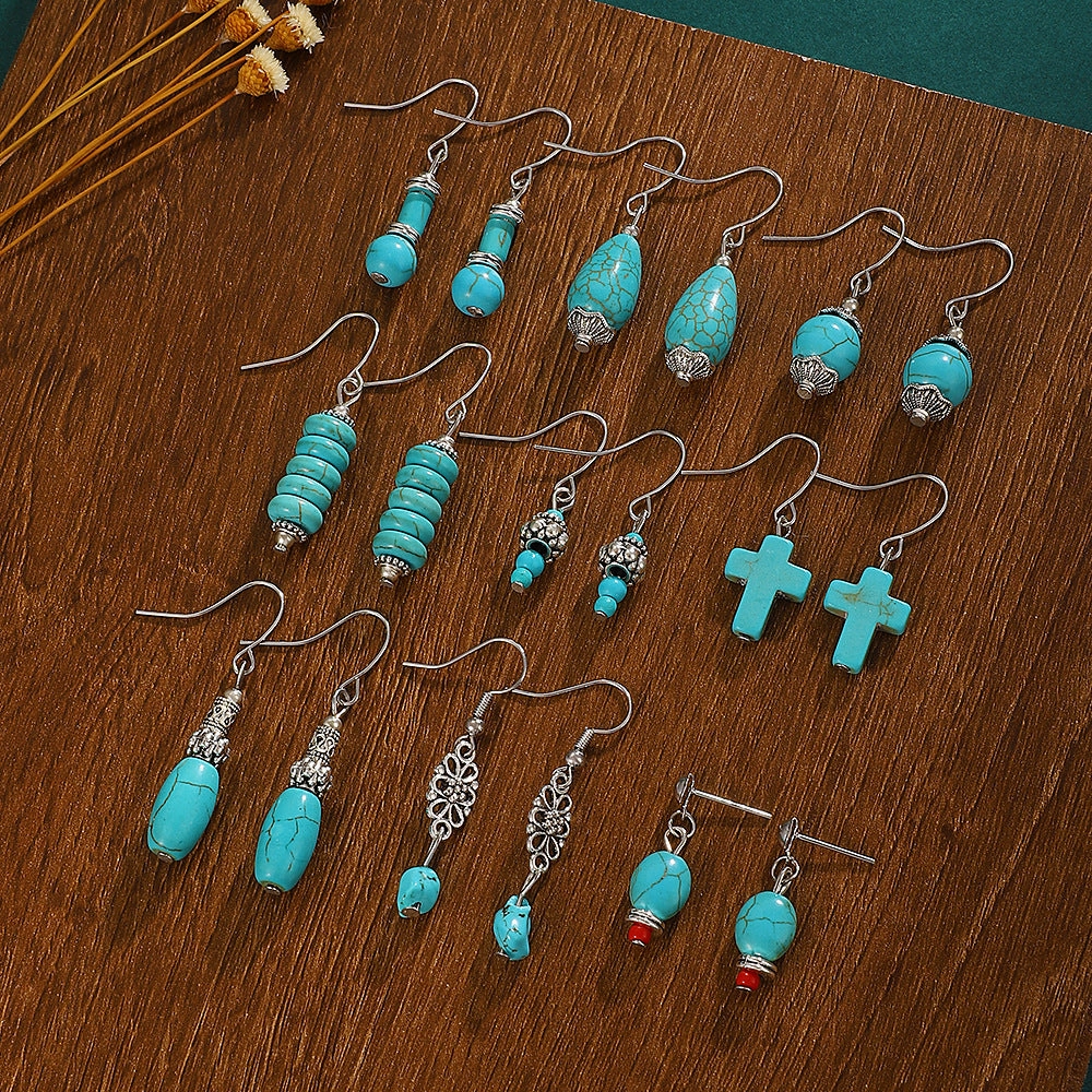 Wholesale Turquoise Pendants Bohemian Alloy Earrings