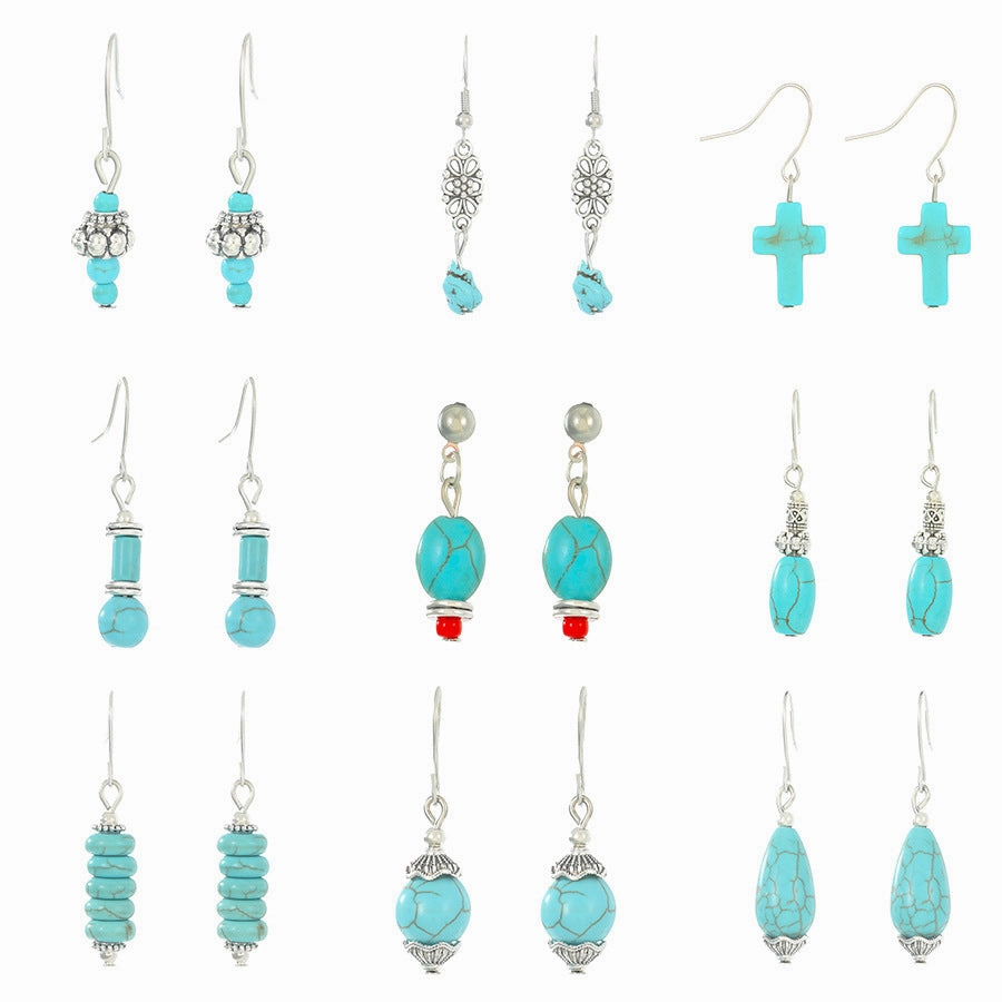 Wholesale Turquoise Pendants Bohemian Alloy Earrings