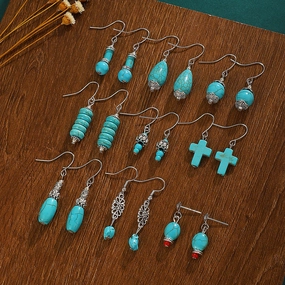 Wholesale Turquoise Pendants Bohemian Alloy Earrings