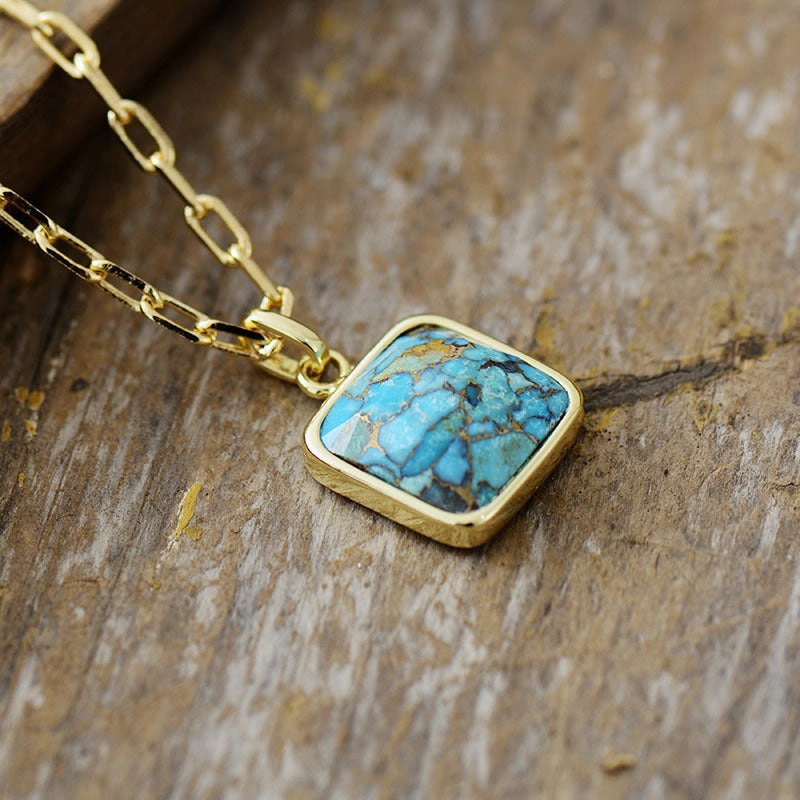 Wholesale Turquoise Plated 18K Gold Chain Pendant Necklace