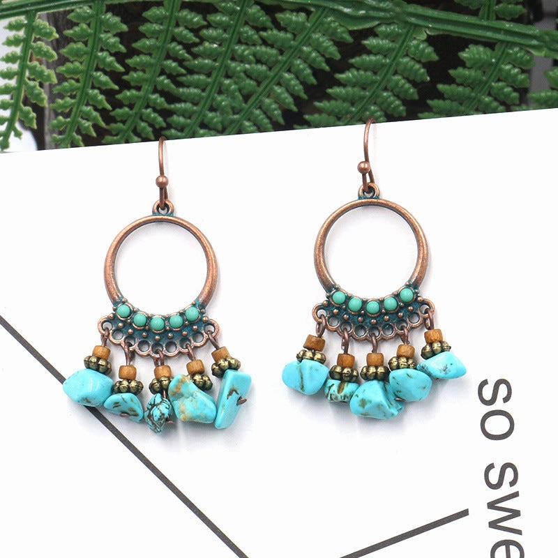 Wholesale Turquoise Round Gemstone Earrings