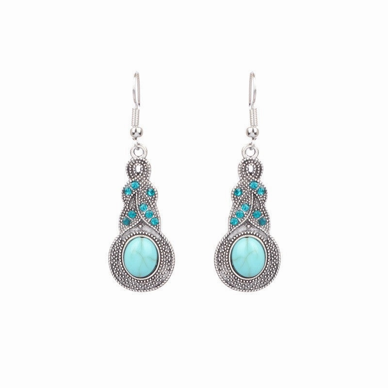 Wholesale Turquoise Tassel Geometric Alloy Earrings