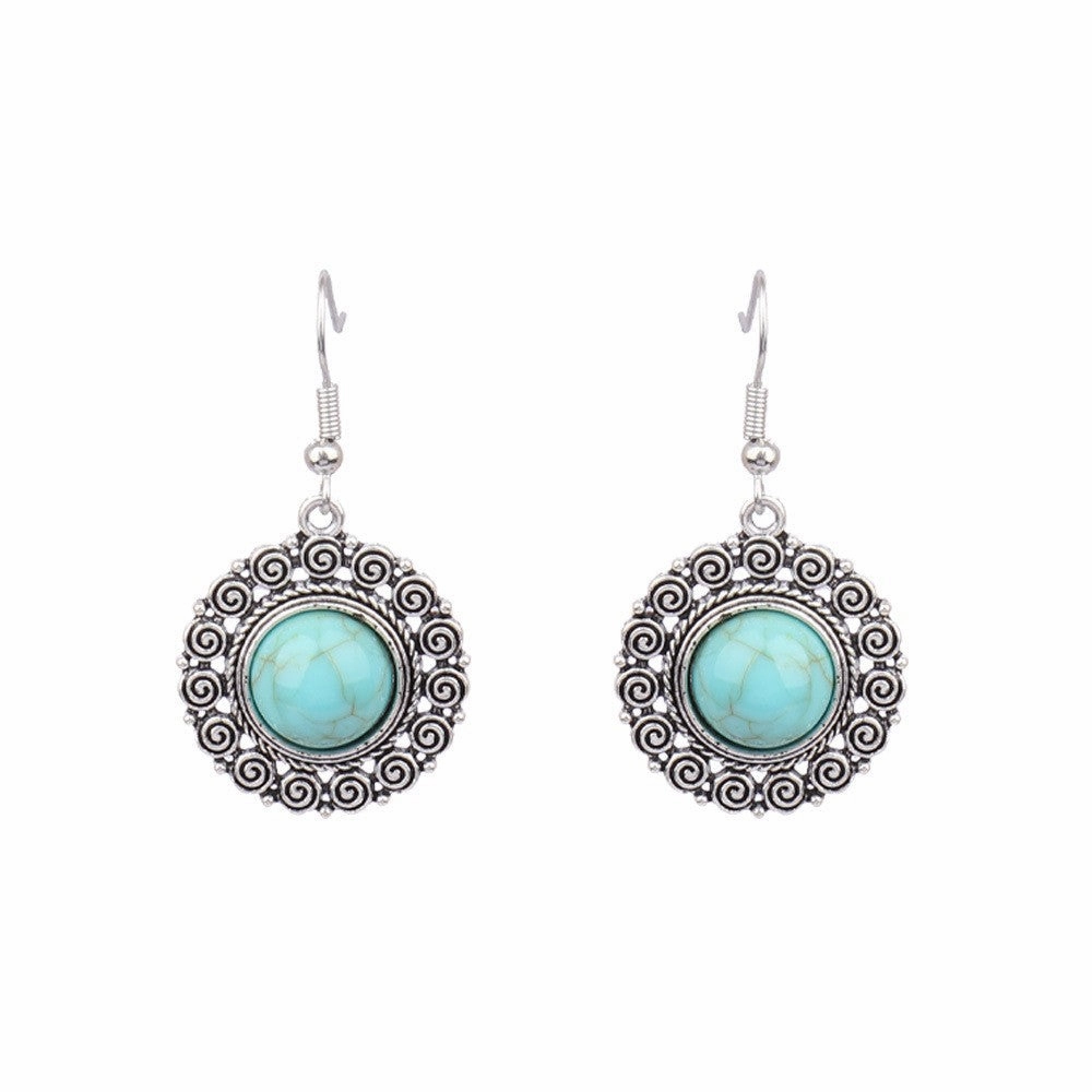 Wholesale Turquoise Tassel Geometric Alloy Earrings