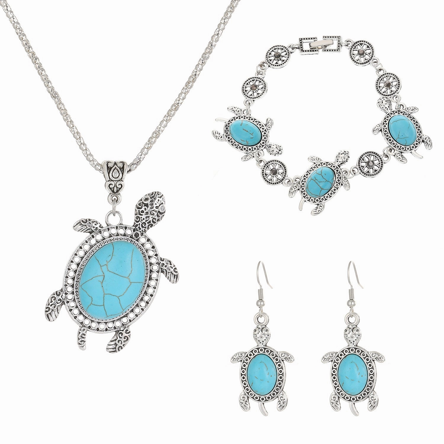 Wholesale Turquoise Turtle Three-piece Set Alloy Bracelet