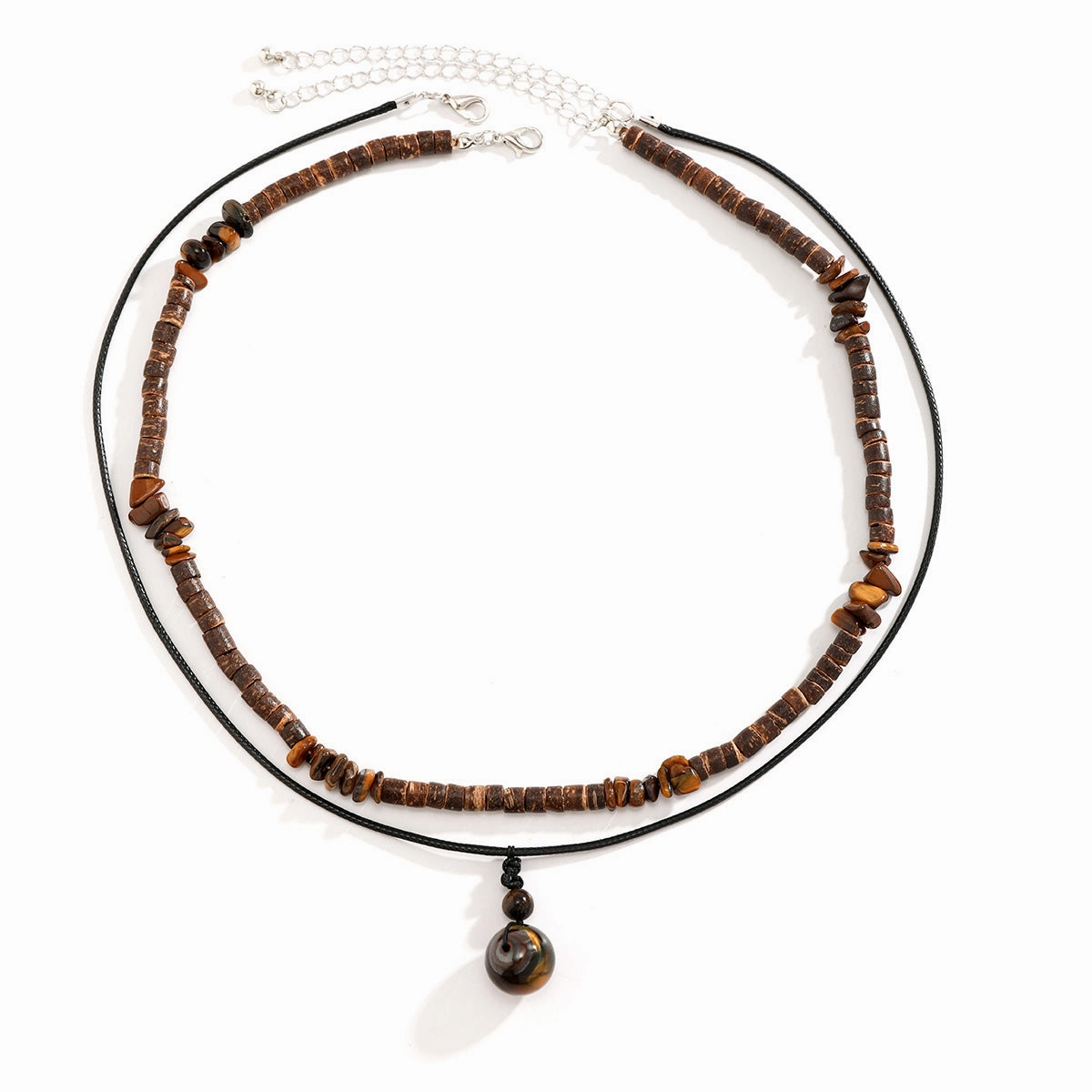 Wholesale Turquoise waxed thread necklace set men's foldable sweater chain