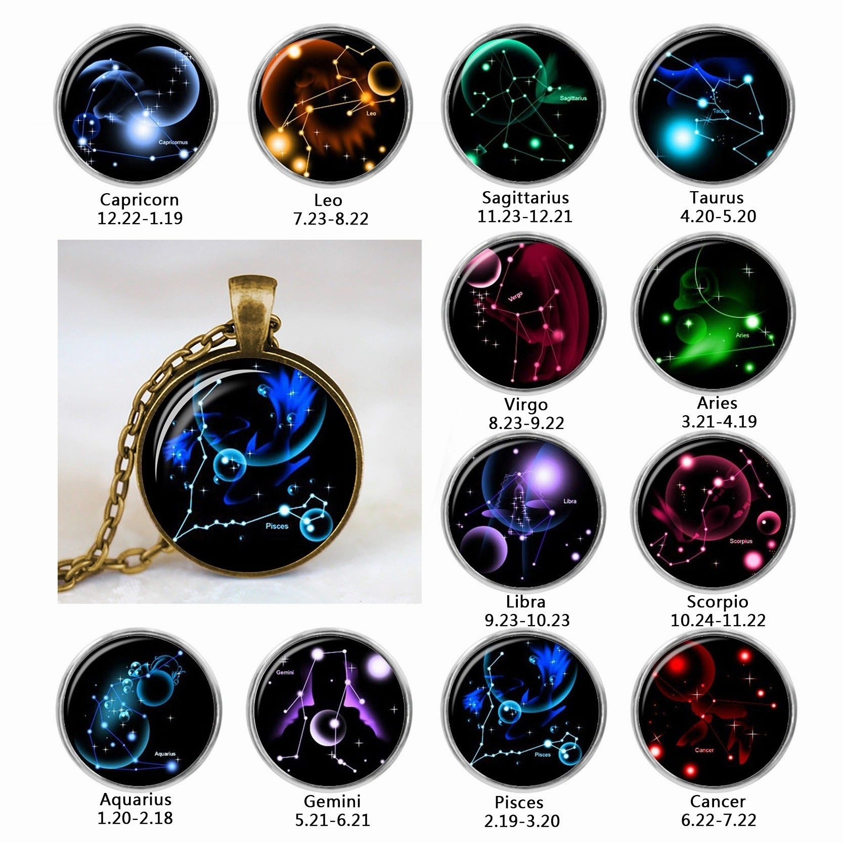 Wholesale Twelve Constellation Time Gem Necklace Factory Outlet
