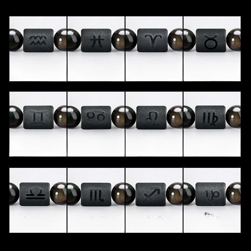 Wholesale Twelve Constellations Natural Stone Elastic Bracelet