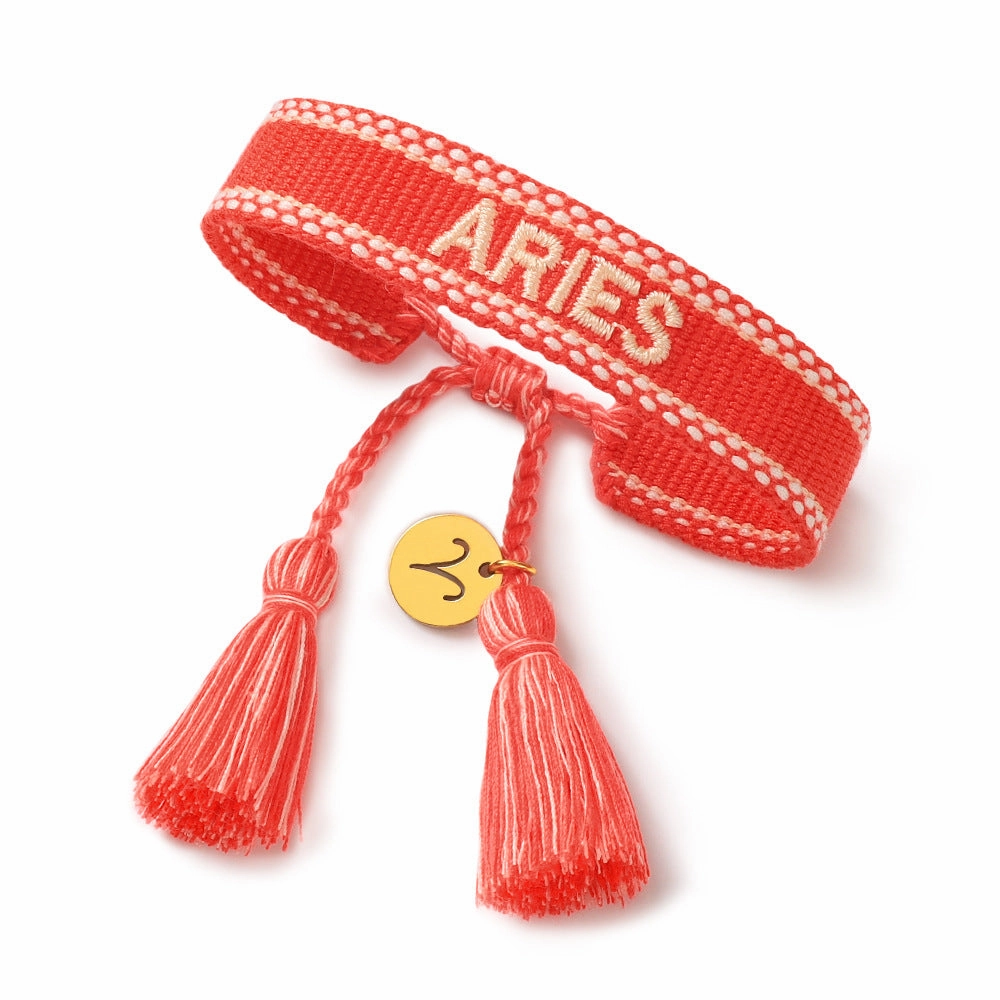 Wholesale Twelve Zodiac Signs Embroidered Letters Braided Bracelet