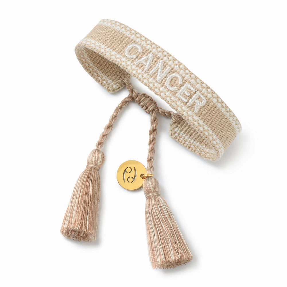 Wholesale Twelve Zodiac Signs Embroidered Letters Braided Bracelet