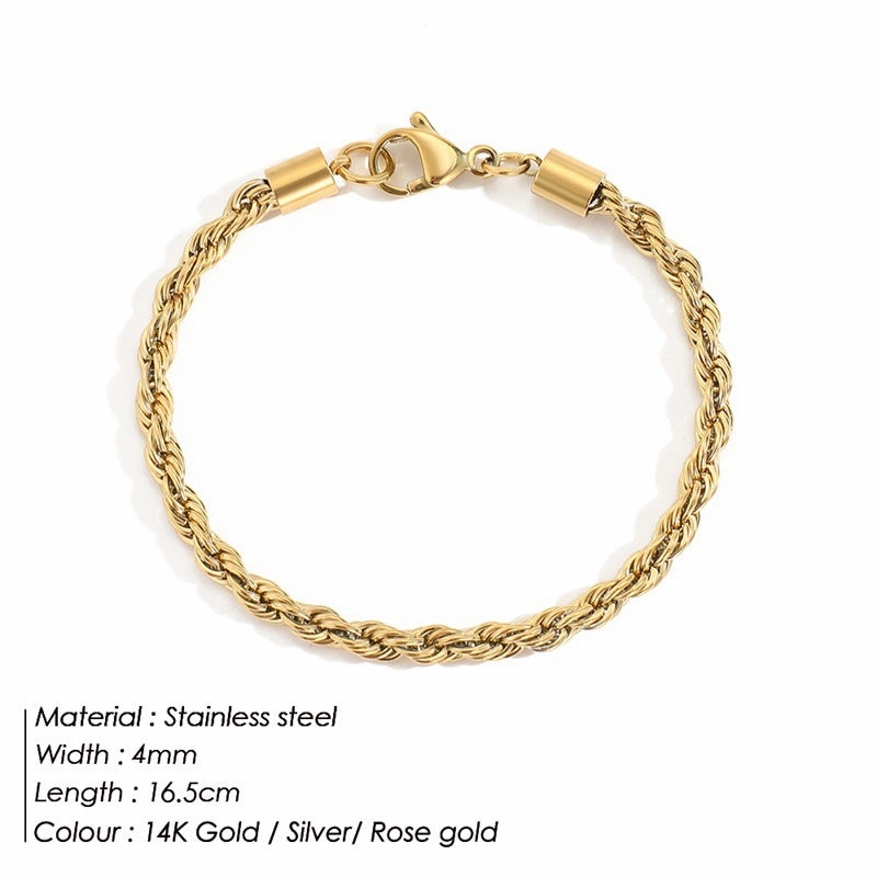 Wholesale Twist Chain Gold Stainless Steel Bracelet