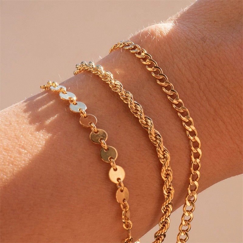 Wholesale Twist Chain Gold Stainless Steel Bracelet