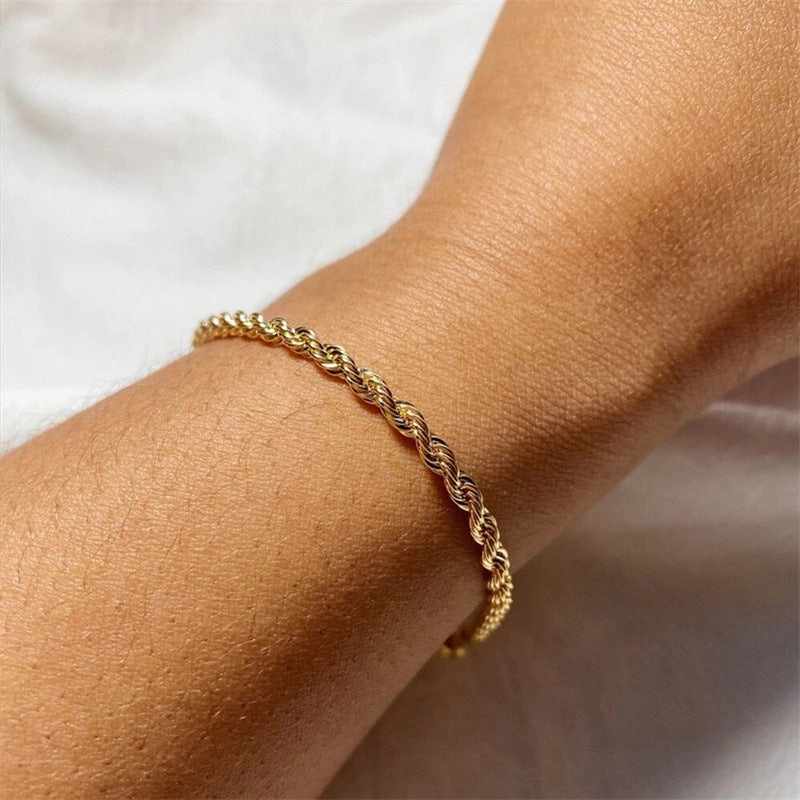 Wholesale Twist Hip Hop Punk Gold Plated Stainless Steel Bracelet